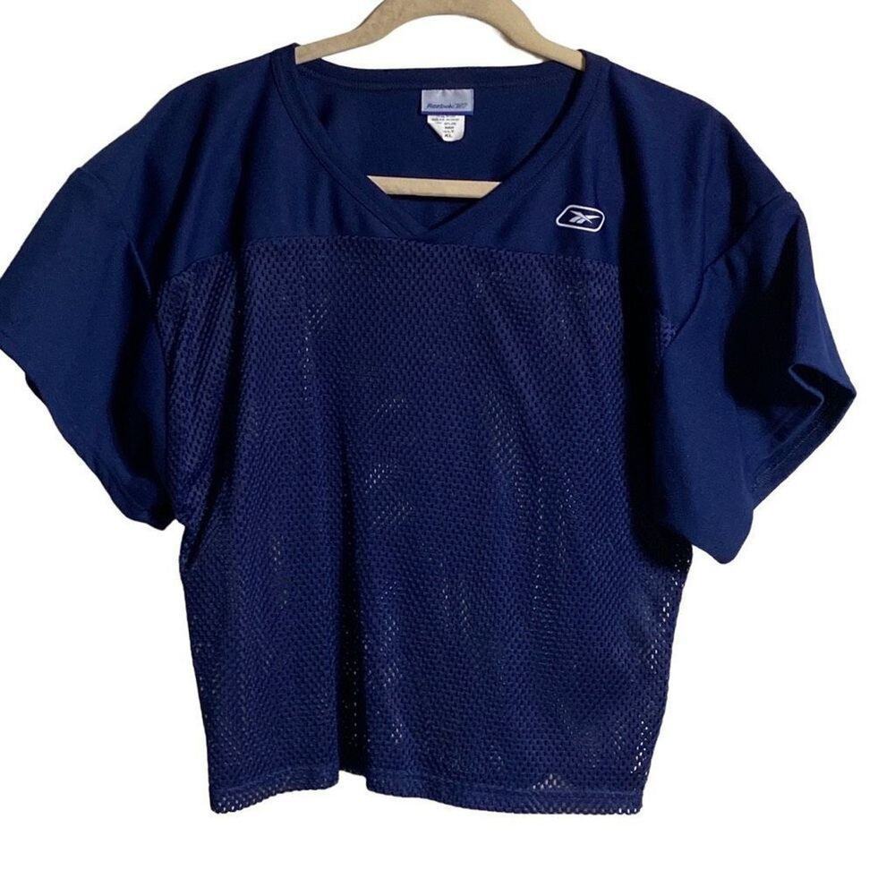 Reebok Vintage Women's Blue V Neck Aircool Mesh Athletic Crop Top Size XL